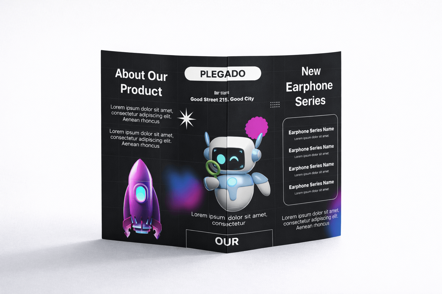 Plegable pliegue central retro tech